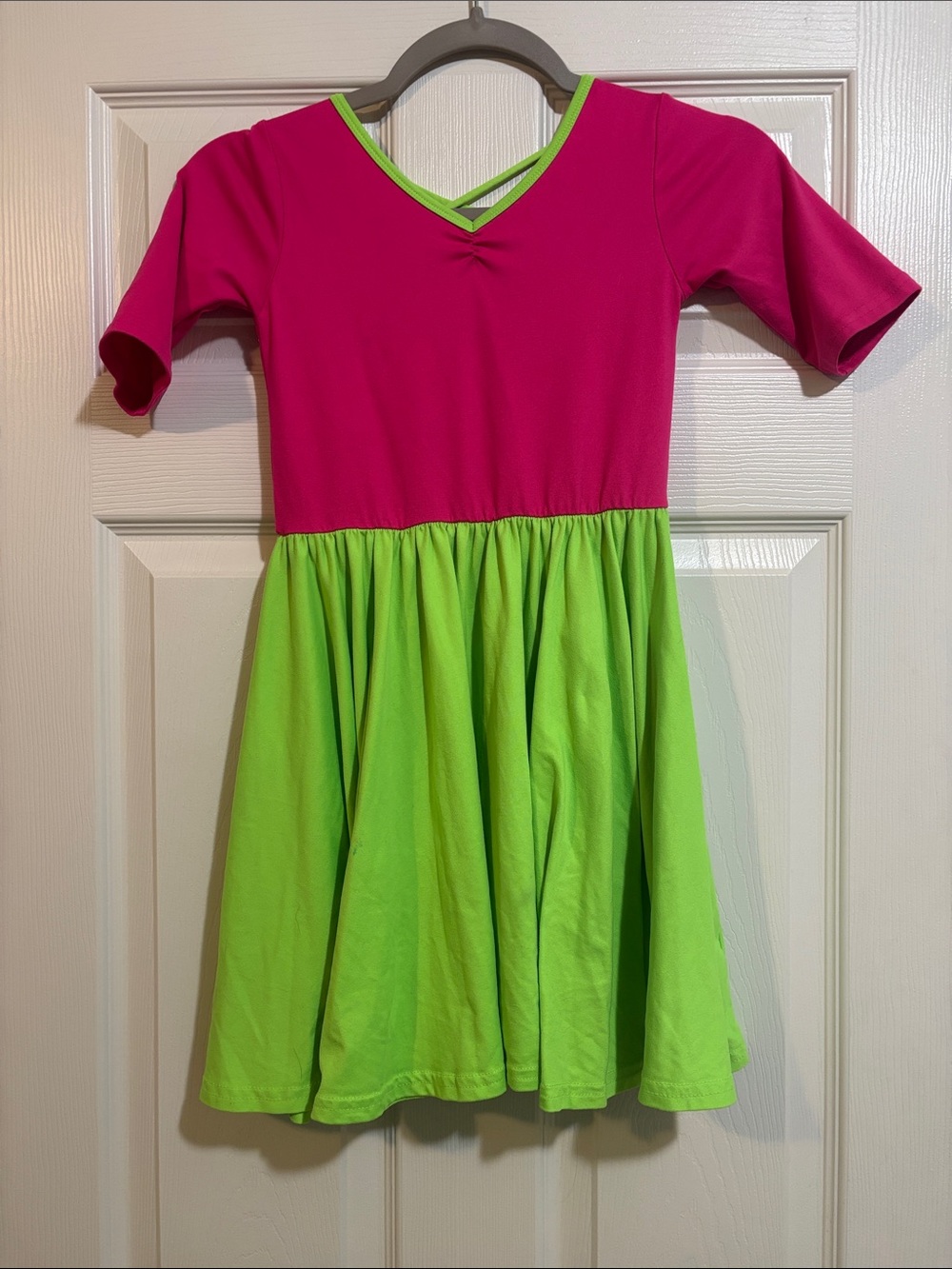 Dot Dot Smile Hot Pink & Lime Green Two-Tone Skater Dress